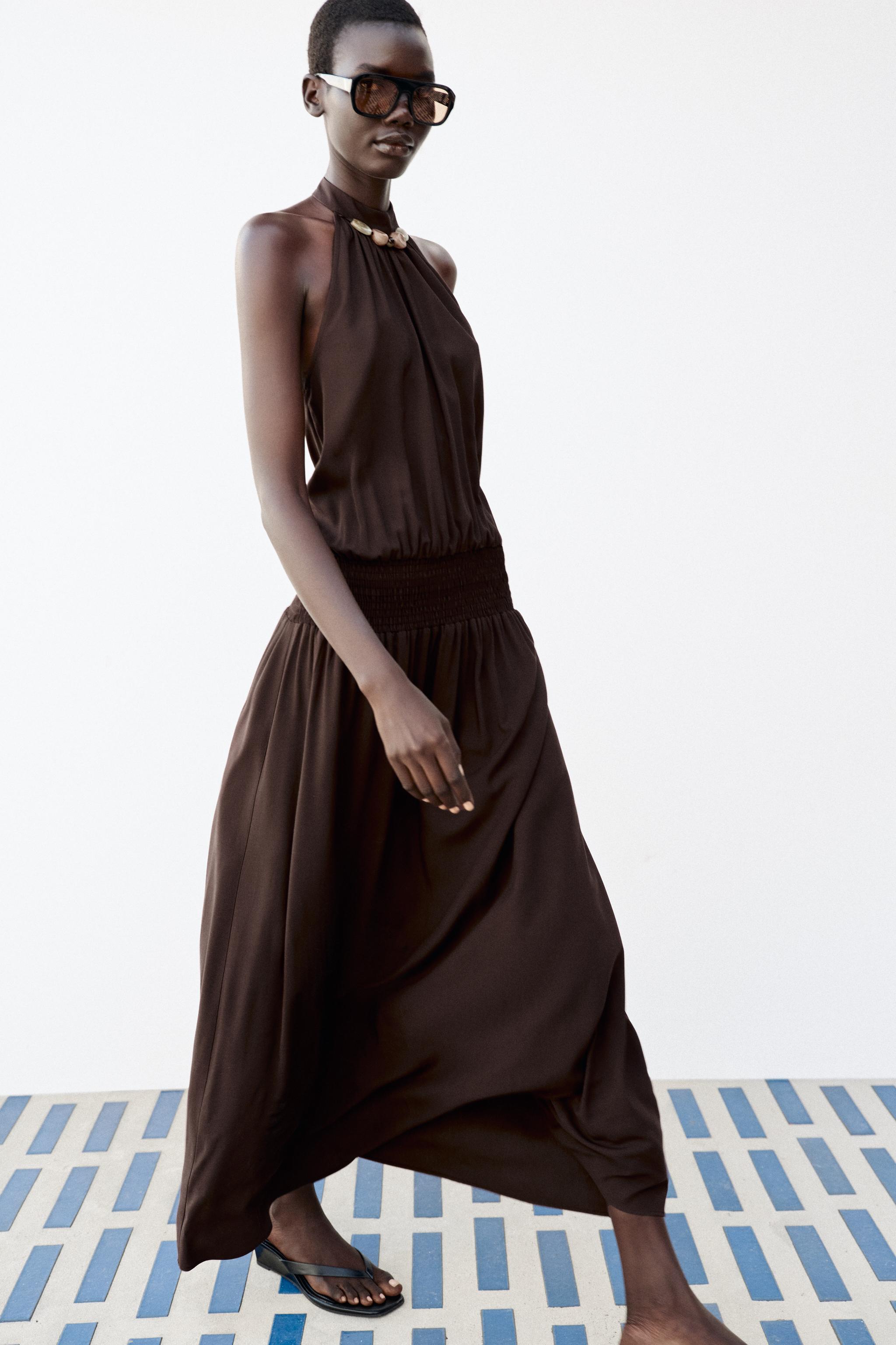 BEADED HALTER DRESS